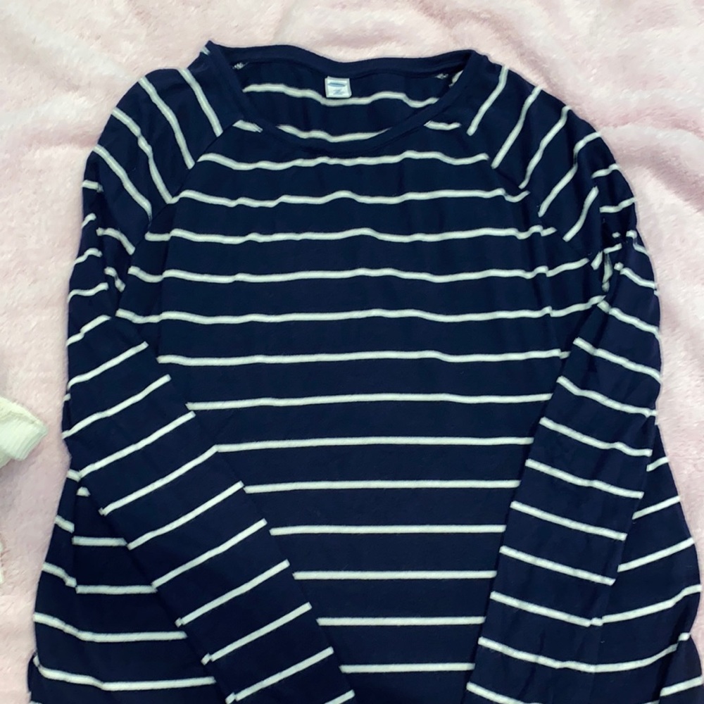Navy Blue Striped Long Sleeve Shirt